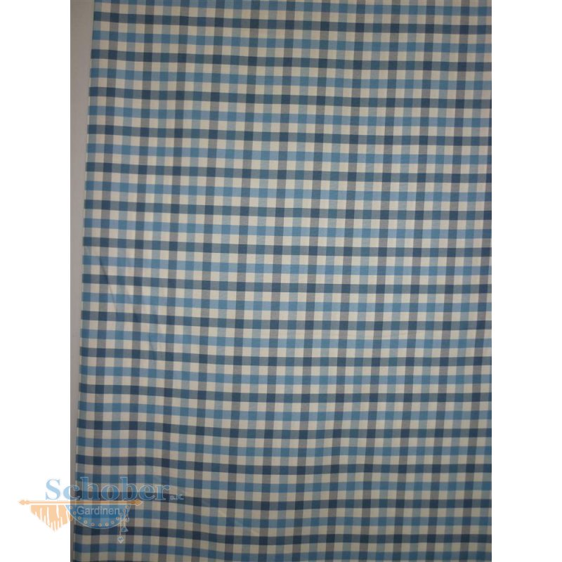 Deko Stoff Gardine Vorhang Landhaus Karo weiss blau blickdicht Meterware