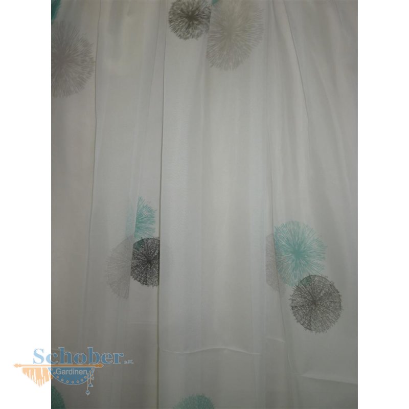 Stores Vorhang Gardine Stoff Kreisen Pusteblume weiss tuerkis schwarz transparent Meterware