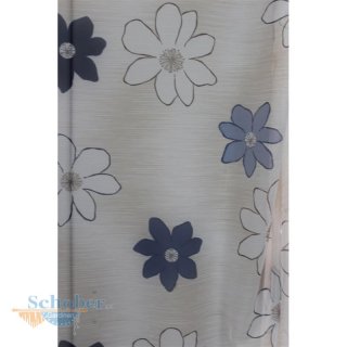 Deko Stoff Gardine Vorhang Blumen weiß beige blau...