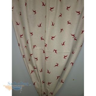 Deko Stoff Gardine Vorhang Landhaus Hirsch natur rot...