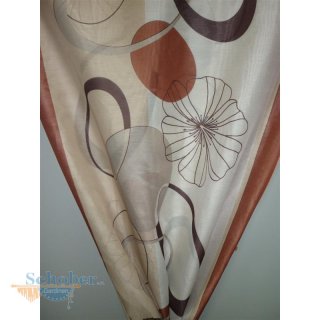 Deko Stoff Gardine Vorhang Kreis Blumen creme rost braun...