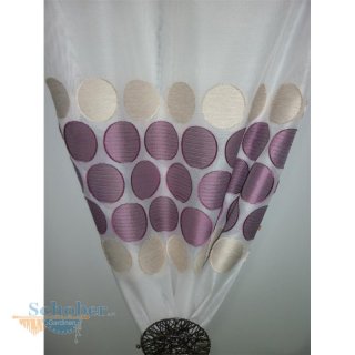Deko Stoff Gardine Vorhang Kreis weiß beige beere...