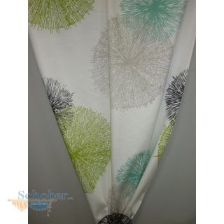 Deko Stoff Gardine Vorhang Kreise Pusteblume weiß grün...