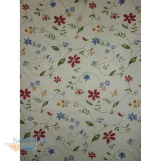 Deko Stoff Gardine Vorhang Landhaus Blumen Ranke bunt...
