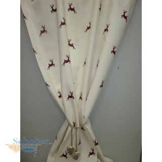 Deko Stoff Gardine Vorhang Landhaus springender Hirsch...
