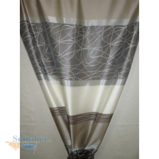 Deko Stoff Gardine Vorhang Querstreifen creme beige...