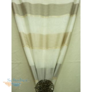 Deko-Stoff Gardine Vorhang weiß braun beige gestreift...