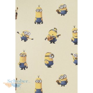 Deko Stoff Vorhang Kinder Minions gelb blau blickdicht,...