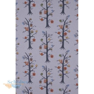 Deko Stoff Vorhang Kinder Tiere Baum beige grau bunt...