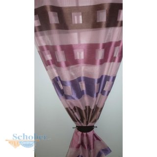Dekostoff Gardine Sherley Streifen lila pink braun...