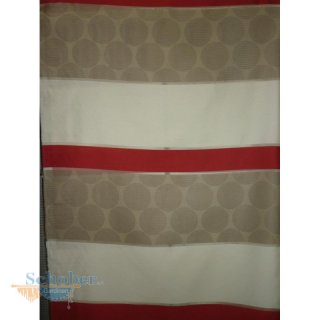 Dekostoff Gardine Vorhang Streifen Kreis rot creme beige...