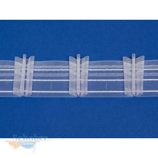Faltenband Gardinenband Reihband breit weiß transparent,...
