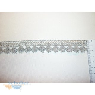 Häkelspitze Spitze Borte Lurex glänzend silber Höhe 24...