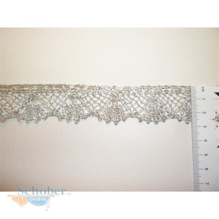 Häkelspitze Spitze Borte Lurex glänzend silber Höhe 30...