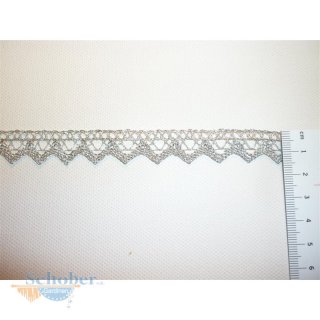Häkelspitze Spitze Borte Lurex silber glänzend Höhe 16...