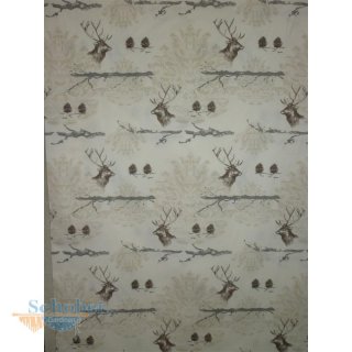 Landhaus Deko Stoff Vorhang Hirsch Zapfen beige braun...