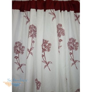 Dekoschal Landhaus Vorhang Gardine Blumen natur rot...