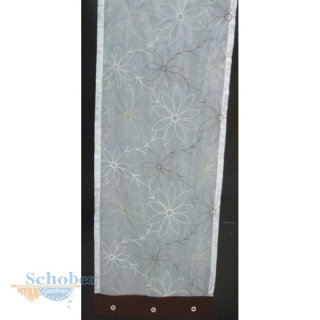 Scheibengardine weiß beige braun, Blumenmuster,...
