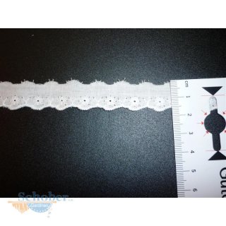 Spitze Borte Landhaus weiß Baumwolle bestickt Höhe 15 mm,...