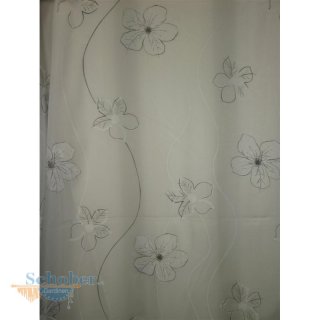 Stores Gardine Stoff Voile Blumen weiß anthrazit...
