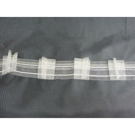 Gardinenband Reihband Kräuselband weiß oder transparent 10 m 20 mm 
