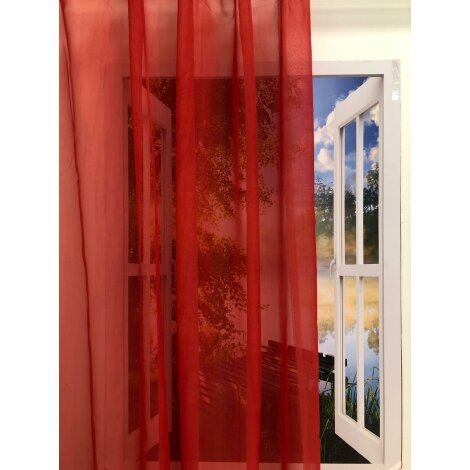 Deko Stoff Gardine Vorhang rot uni transparent, Reststück...