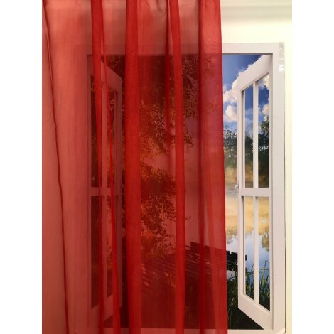 Dekostoff Gardine Vorhang rot einfarbig uni transparent, Meterware