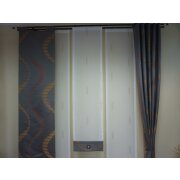 Musterfenster Vorhang Gardine Fl&auml;chen Streifen wei&szlig; rost terra, fertig gen&auml;ht