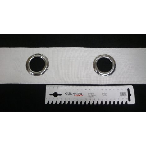Ösenband Gardinenband mit Ösen weiß rohweiß 100mm breit blickdicht, Reststück 4 m