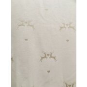 Deko Stoff Gardine Landhaus Vorhang Hirsch Herz beige natur blickdicht, Meterware