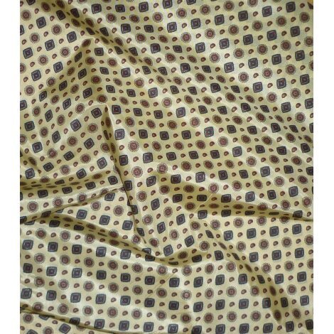 Stoff Futterstoff Polyacetat Bastelstoff gemustert beige, Reststück 3 m