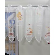 Pannaux Bistro Scheibengardine Kinder wei&szlig; orange H 45 cm transparent, Meterware