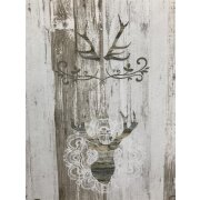 Dekostoff Gardine Landhaus Vorhang Hirsch Holzoptik natur braun blickdicht Reststück 1,35 m