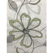 Deko Stoff Gardine Vorhang Blumen Bl&auml;tter grau gr&uuml;n wei&szlig; transp, Restst&uuml;ck 6,5 m