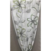 Deko Stoff Gardine Vorhang Blumen Bl&auml;tter grau gr&uuml;n wei&szlig; transp, Restst&uuml;ck 6,5 m