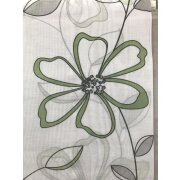 Deko Stoff Gardine Vorhang Blumen Bl&auml;tter grau gr&uuml;n wei&szlig; transp, Restst&uuml;ck 6,5 m