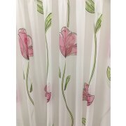 Musterfenster Stores Gardine Vorhang Blumen wei&szlig; gr&uuml;n pink transparent