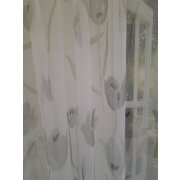 Stores Gardine Stoff Vorhang Blumen wei&szlig; grau beige transp., Restst&uuml;ck 6,3 m