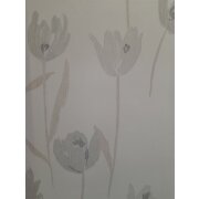 Stores Gardine Stoff Vorhang Blumen wei&szlig; grau beige transparent, Meterware