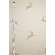 Landhaus Gardine Vorhang Dekoschal springender Hirsch beige, fertig genäht