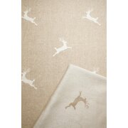Landhaus Gardine Vorhang Dekoschal springender Hirsch beige, fertig genäht