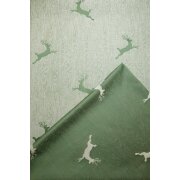 Landhaus Gardine Vorhang Dekoschal springender Hirsch grün, fertig genäht