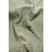 Landhaus Gardine Vorhang Dekoschal springender Hirsch grün, fertig genäht