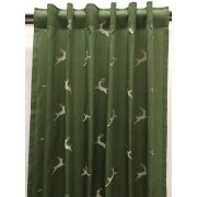 Landhaus Gardine Vorhang Dekoschal springender Hirsch grün, fertig genäht