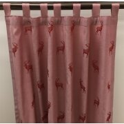 Landhaus Gardine Vorhang Dekoschal Hirsch rot, fertig genäht