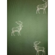 Landhaus Gardine Vorhang Dekoschal Hirsch grün, fertig genäht