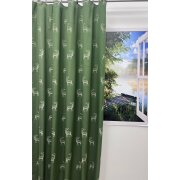 Landhaus Gardine Vorhang Dekoschal Hirsch grün, fertig genäht