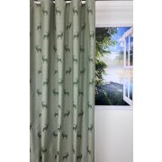 Landhaus Gardine Vorhang Dekoschal Hirsch grün, fertig genäht