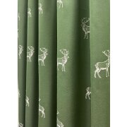 Landhaus Gardine Vorhang Dekoschal Hirsch grün, fertig genäht