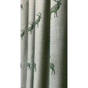 Landhaus Gardine Vorhang Dekoschal Hirsch grün, fertig genäht